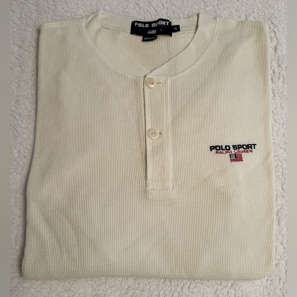 Vintage 90s Polo Sport Ralph Lauren LS Waffle Thermal style Shirt Adult Size XL
